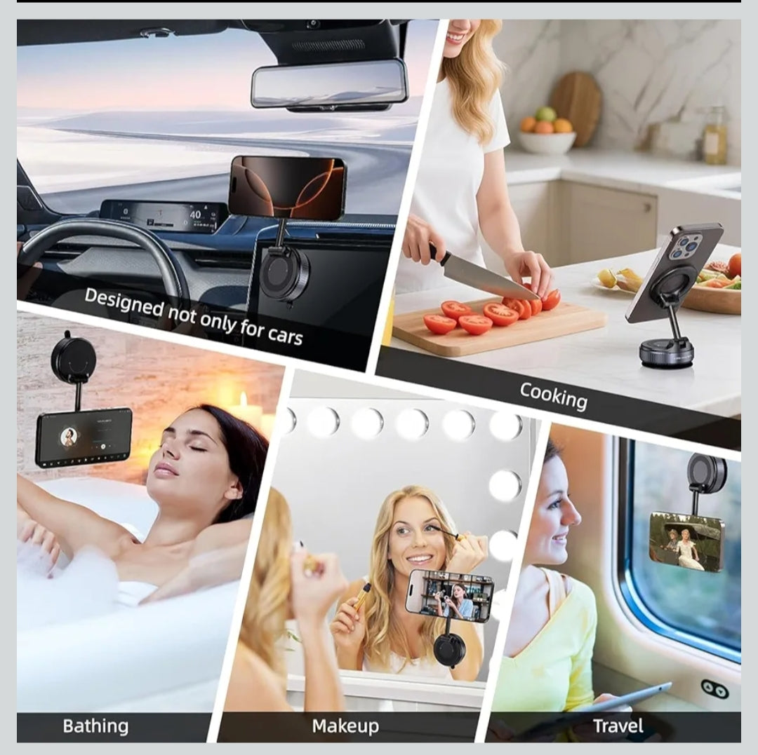 Pro Magnetic Car Phone Holder | 360° Rotation | Adjustable Arm | Strong Suction Mount for Dashboard | Android, iPhone and Laptop Compatible | Universal Mobile Holder